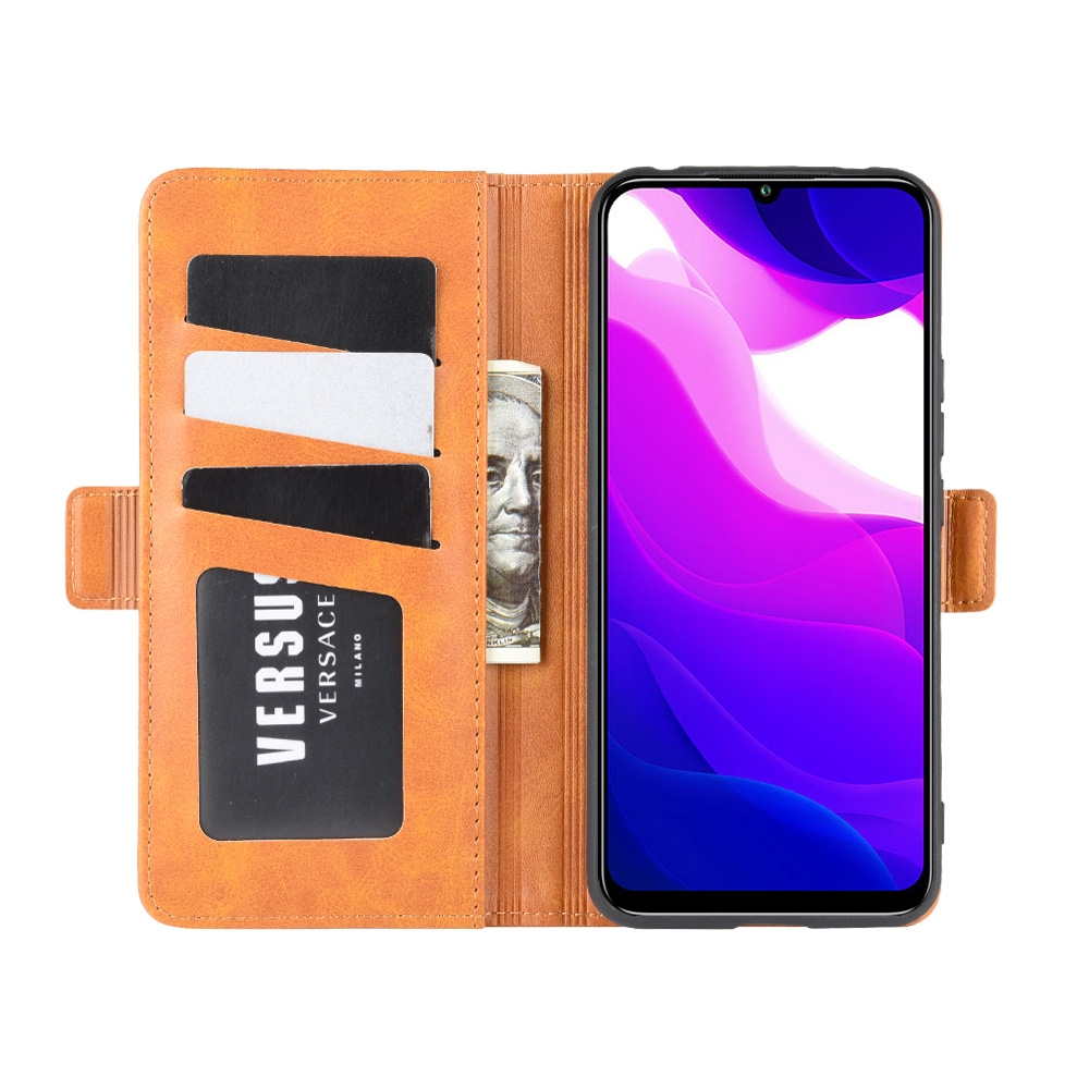 עבור Xiaomi Mi 10 Lite 5G כיסוי ארנק / ספר עשוי מעור בצבע צהוב עם חריצים לכרטיסי אשראי