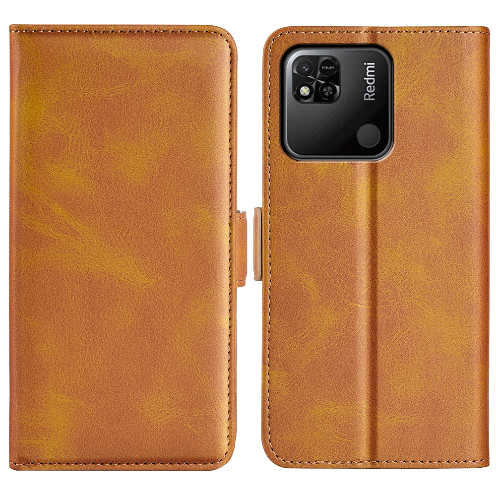 עבור Xiaomi Redmi 10A כיסוי ארנק / ספר עשוי מעור בצבע צהוב עם חריצים לכרטיסי אשראי
