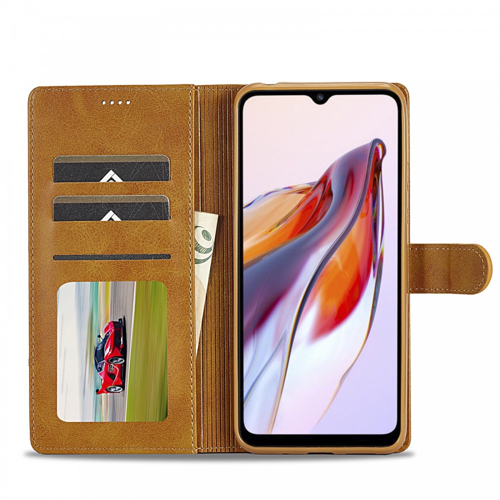 עבור Xiaomi Redmi 12C כיסוי ארנק / ספר עשוי מעור בצבע צהוב עם חריצים לכרטיסי אשראי