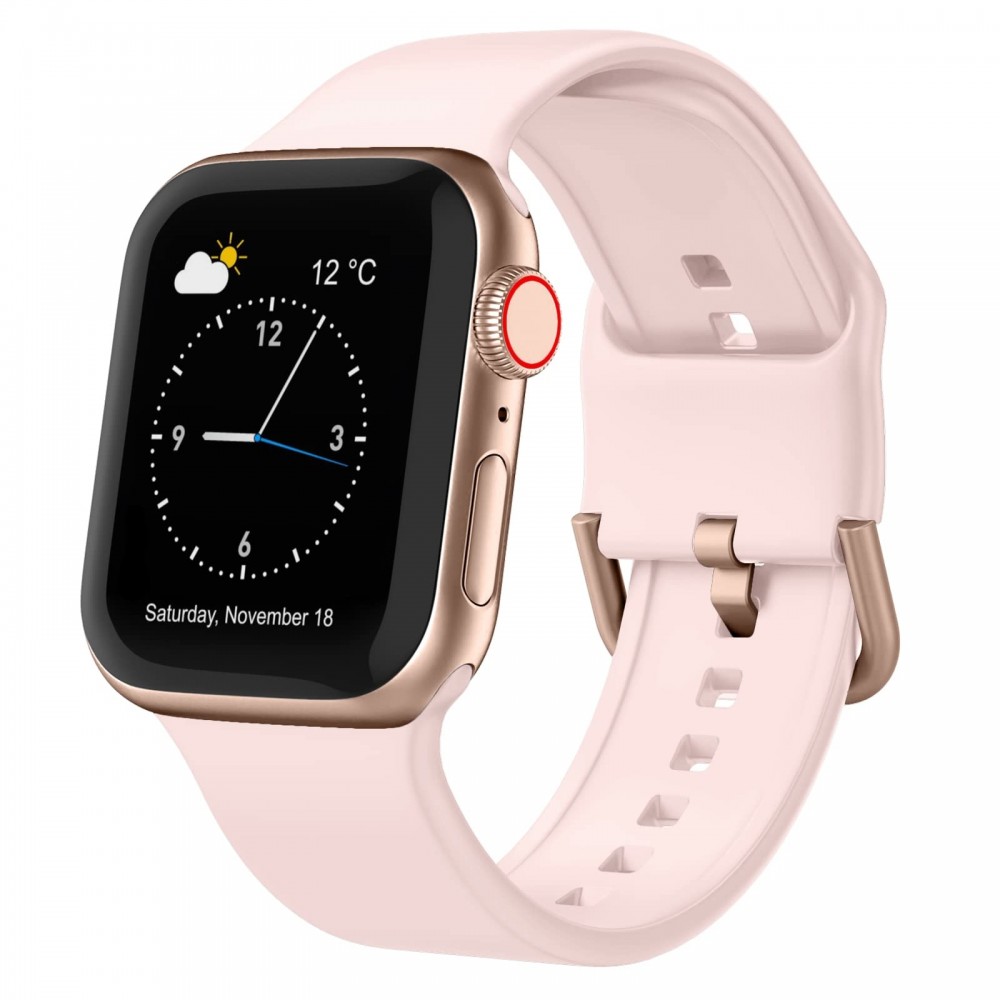 רצועה לשעון - Apple Watch SE (2022) 40mm עשוי מ - סיליקון בצבע - חול ורוד
