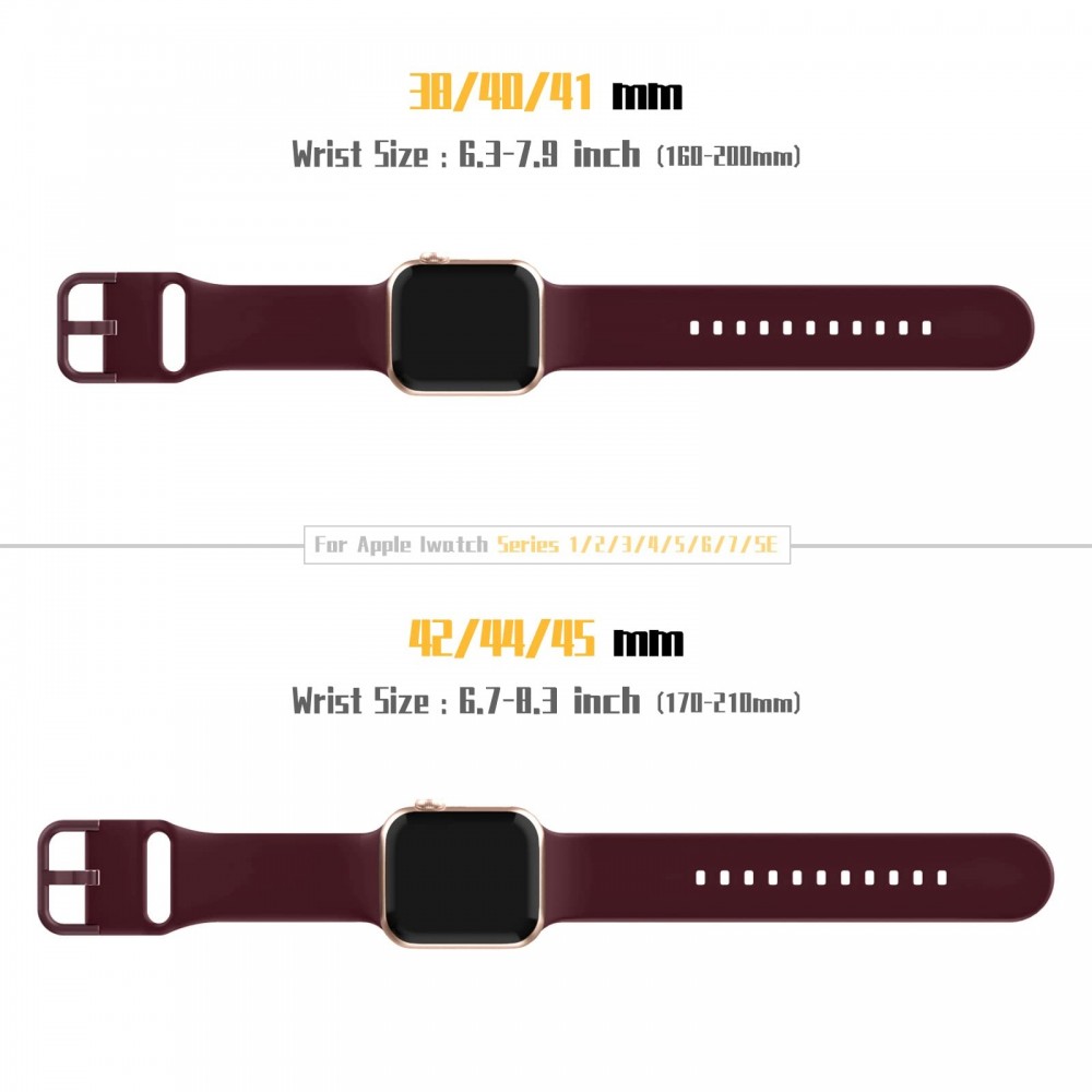רצועה לשעון - Apple Watch SE (2022) 40mm עשוי מ - סיליקון בצבע - יין אדום