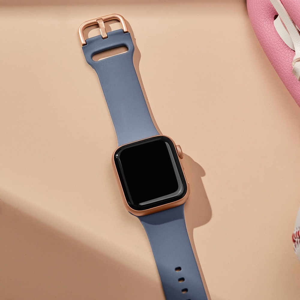 רצועה לשעון - Apple Watch SE (2022) 40mm עשוי מ - סיליקון בצבע - כחול אפור