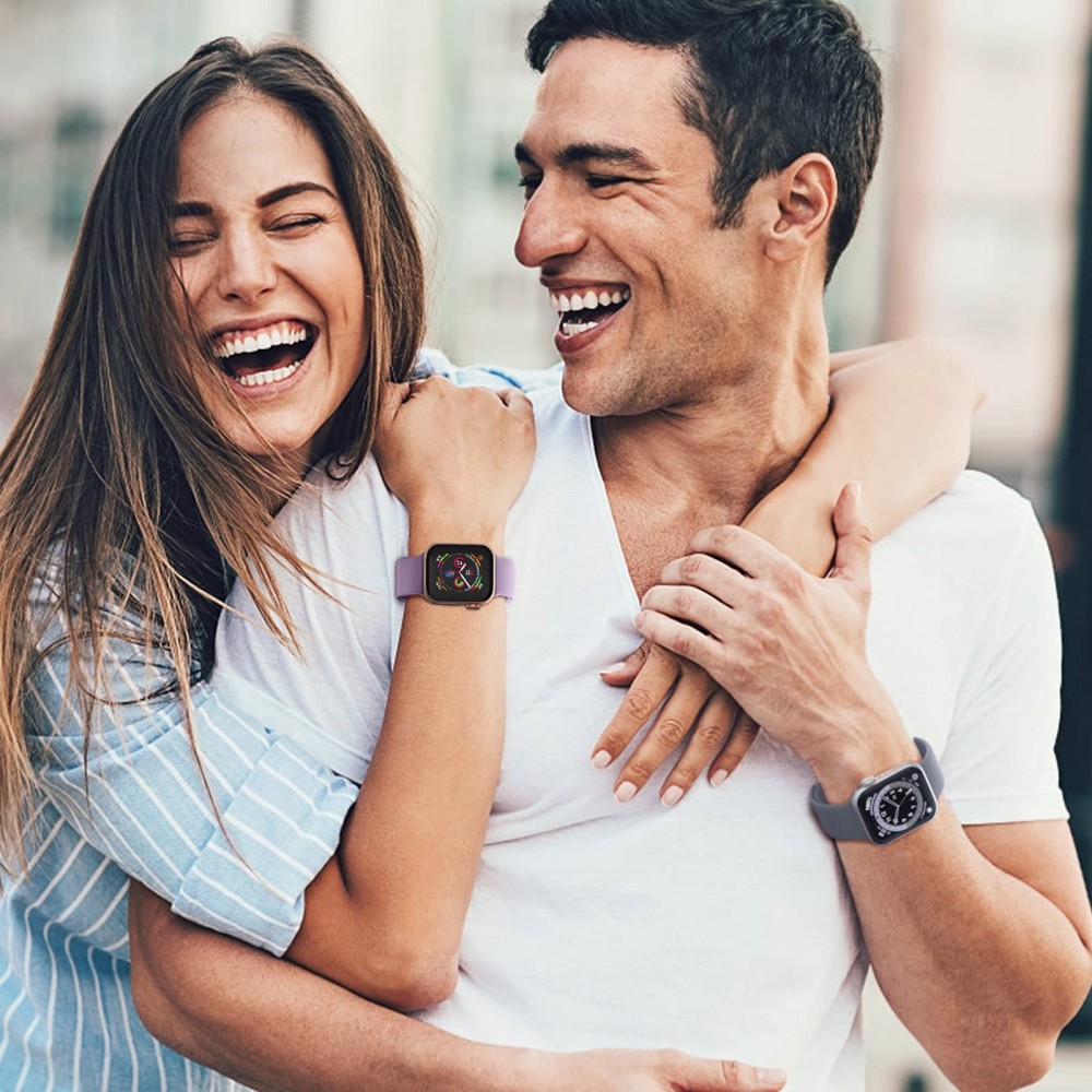 רצועה לשעון - Apple Watch SE (2022) 40mm עשוי מ - סיליקון בצבע - כחול אפור