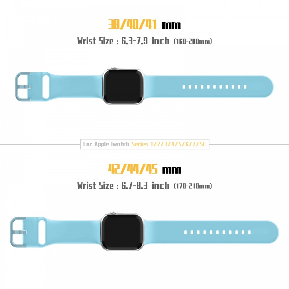 רצועה לשעון - Apple Watch SE (2022) 40mm עשוי מ - סיליקון בצבע - כחול בהיר