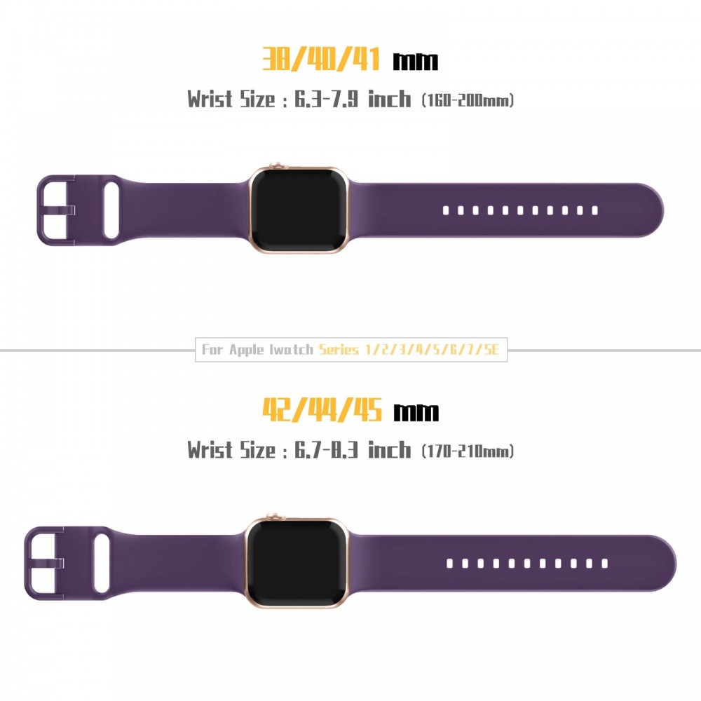 רצועה לשעון - Apple Watch SE (2022) 40mm עשוי מ - סיליקון בצבע - סגול כהה