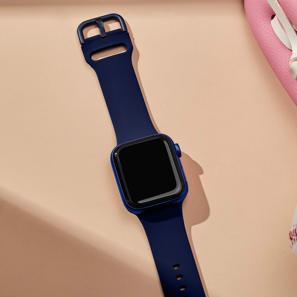 רצועה לשעון - Apple Watch SE (2022) 40mm עשוי מ - סיליקון בצבע - כחול חצות