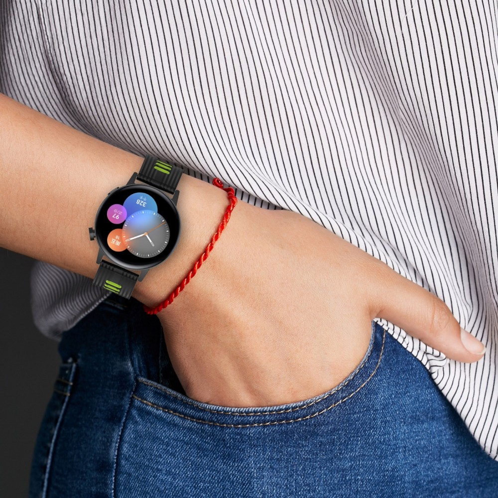 רצועה לשעון - Huawei Watch GT 3 42mm עשוי מ - סיליקון בצבע - זית ירוק שחור