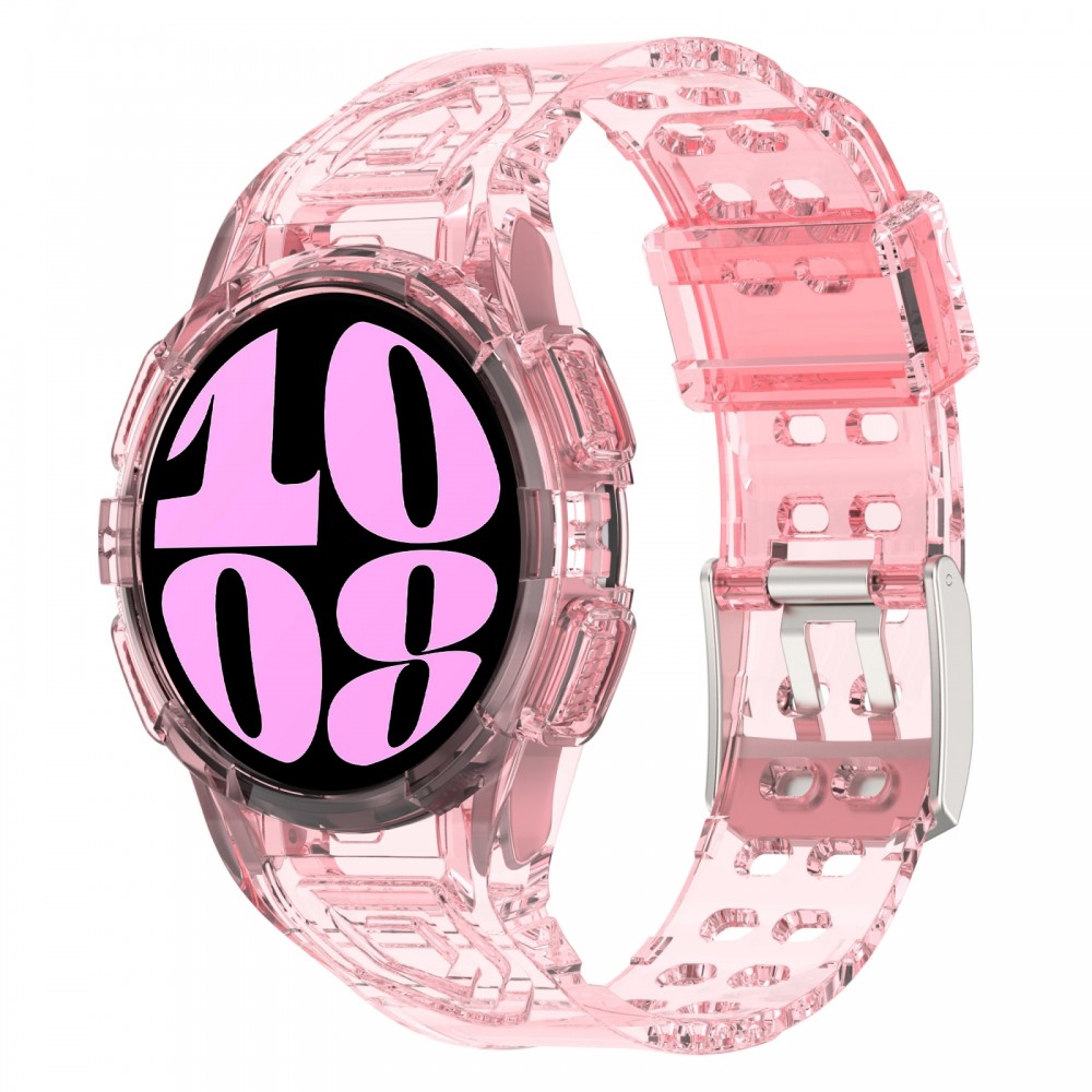 רצועה לשעון - Samsung Galaxy Watch6 40mm עשוי מ - סיליקון בצבע - ורוד שקוף