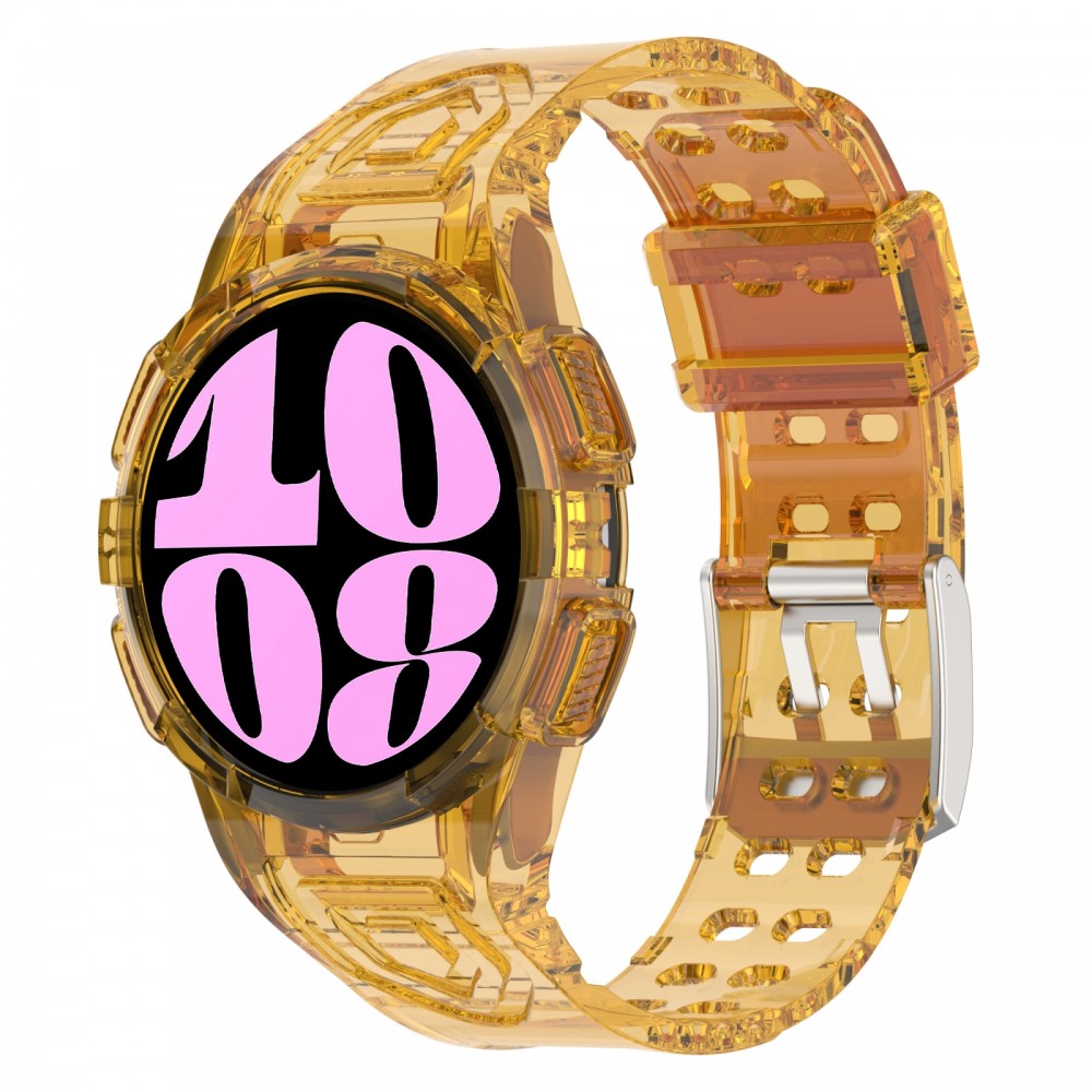 רצועה לשעון - Samsung Galaxy Watch6 40mm עשוי מ - סיליקון בצבע - כתום שקוף