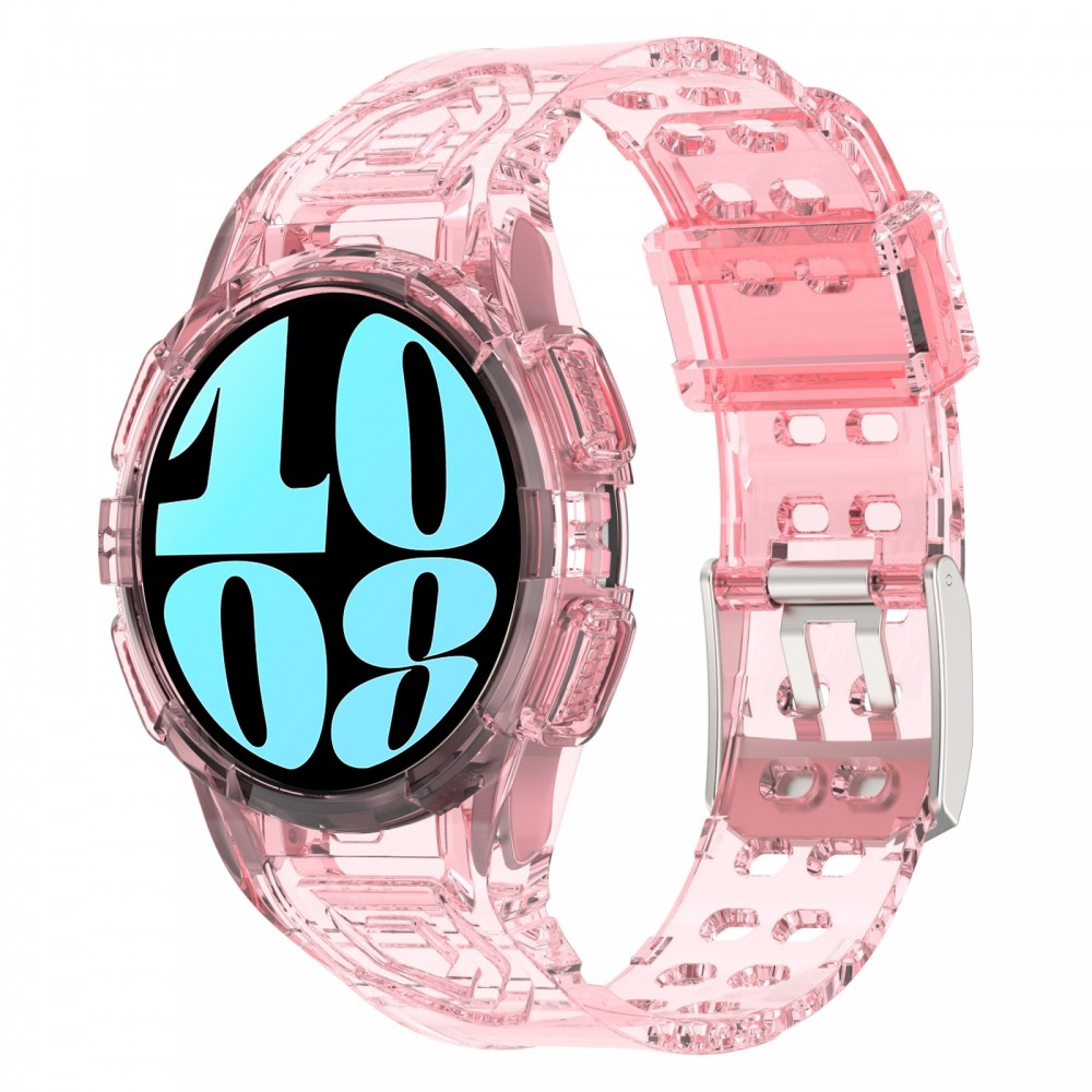 רצועה לשעון - Samsung Galaxy Watch6 44mm עשוי מ - סיליקון בצבע - ורוד שקוף