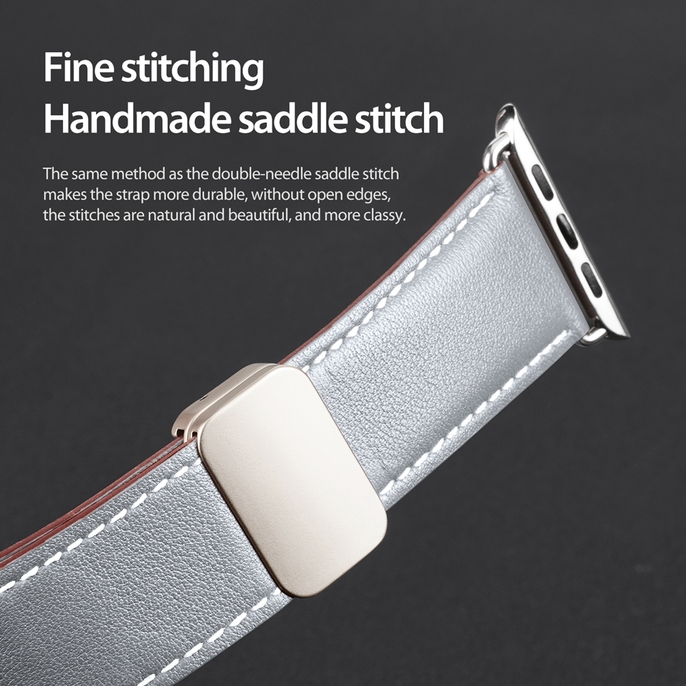 רצועה לשעון - Apple Watch SE (2022) 44mm עשוי מ - עור בצבע - אפור