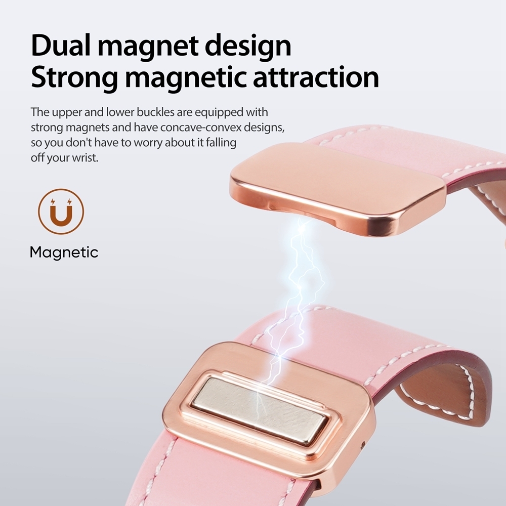 רצועה לשעון - Apple Watch SE (2022) 44mm עשוי מ - עור בצבע - ורוד