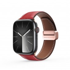 רצועה לשעון - Apple Watch SE (2022) 44mm עשוי מ - עור בצבע - אדום