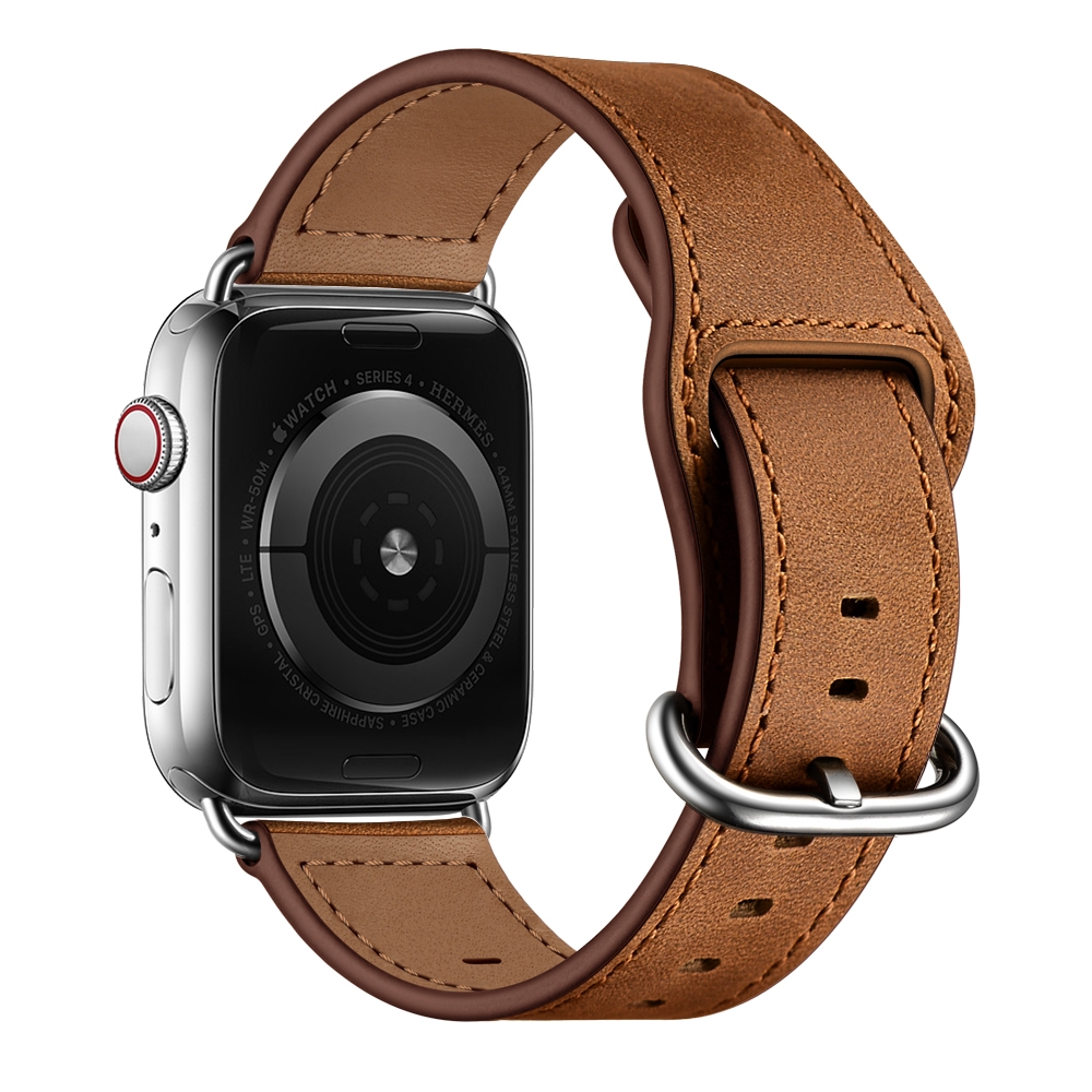 רצועה לשעון - Apple Watch Series 9 41mm עשוי מ - עור בצבע - מרקם סוס משוגע חום אדום