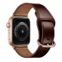 רצועה לשעון - Apple Watch Series 9 41mm עשוי מ - עור בצבע - מרקם שמן חום כהה