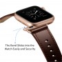 רצועה לשעון - Apple Watch Series 9 41mm עשוי מ - עור בצבע - מרקם שמן חום כהה