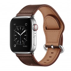 רצועה לשעון - Apple Watch Series 9 41mm עשוי מ - עור בצבע - מרקם מחט חום כהה