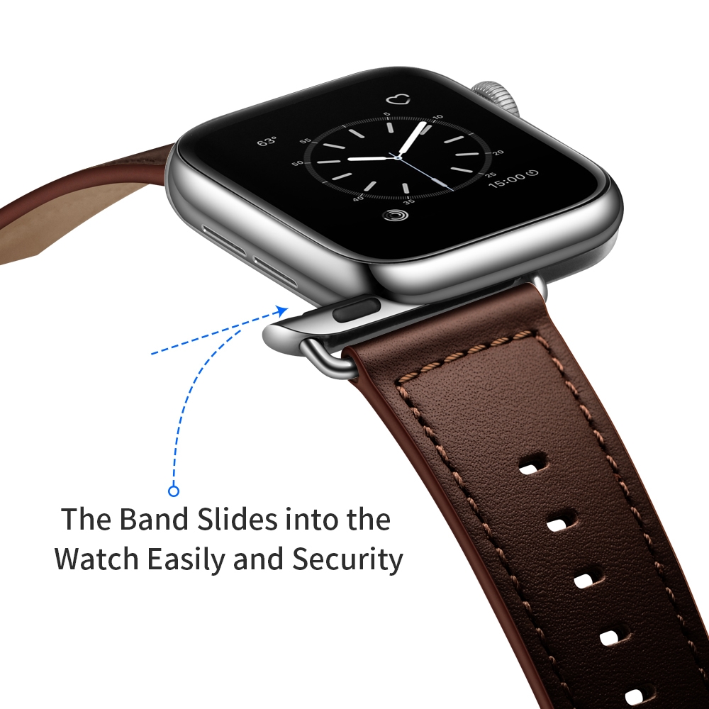 רצועה לשעון - Apple Watch Ultra 2 49mm עשוי מ - עור בצבע - מרקם מחט חום כהה