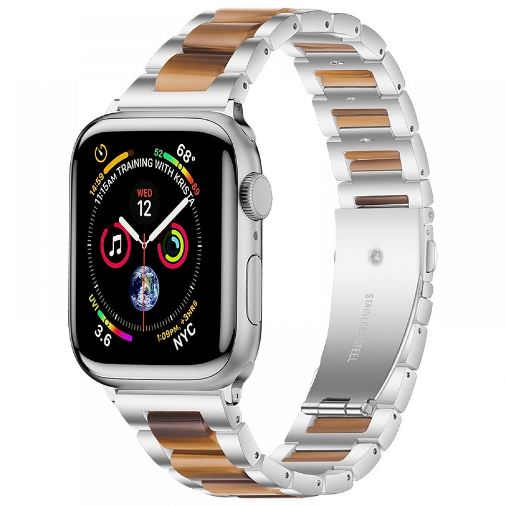 רצועה לשעון - Apple Watch Series 9 41mm עשוי מ - מתכת בצבע - חום כסף