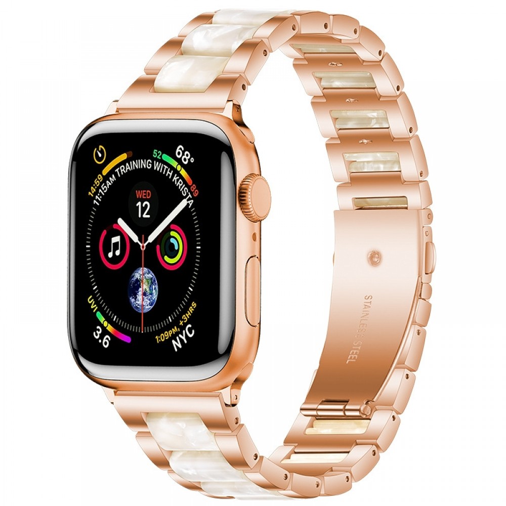 רצועה לשעון - Apple Watch Series 9 45mm עשוי מ - מתכת בצבע - לבן ורד זהב לבן