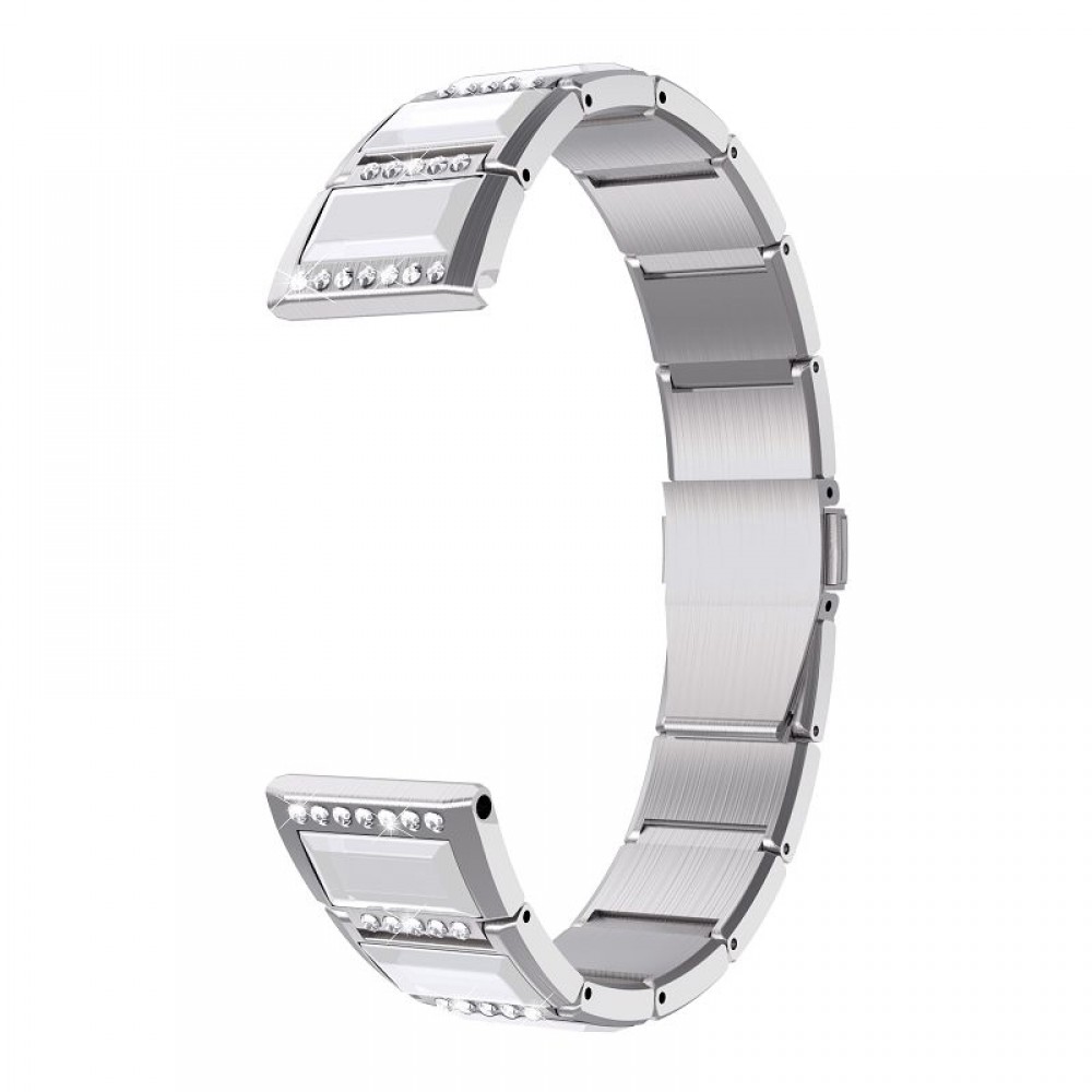 רצועה לשעון - Samsung Galaxy Watch Active2 44mm עשוי מ - מתכת בצבע - כסף+לבן