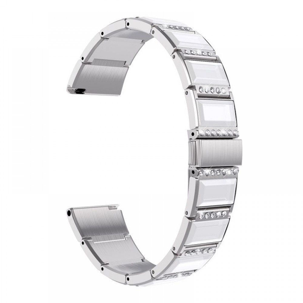 רצועה לשעון - Samsung Galaxy Watch Active2 44mm עשוי מ - מתכת בצבע - כסף+לבן