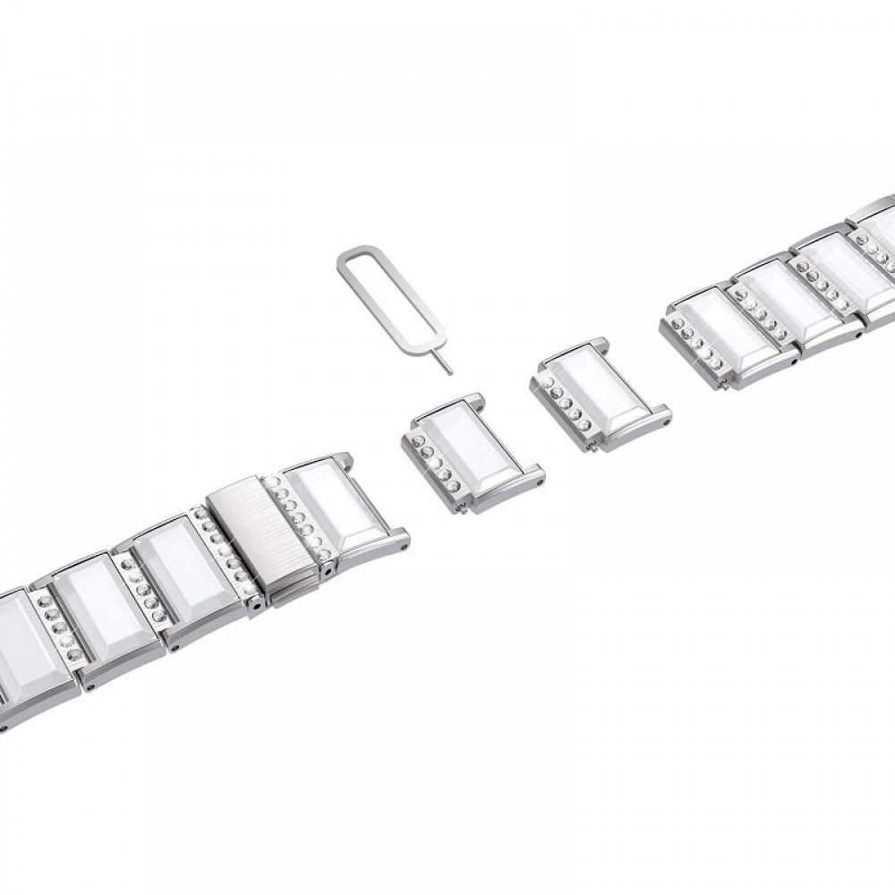 רצועה לשעון - Samsung Galaxy Watch Active2 44mm עשוי מ - מתכת בצבע - כסף+לבן