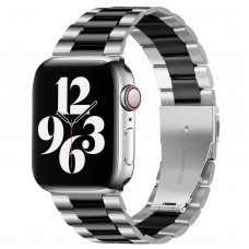 רצועה לשעון חכם לדגם: Apple Watch SE 44mm עשוי מחומר: מתכת בצבע: כסף שחור