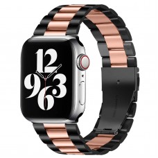 רצועה לשעון חכם לדגם: Apple Watch 4 44mm עשוי מחומר: מתכת בצבע: שחור+זהב ורד