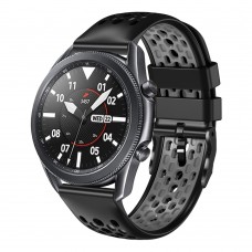 רצועה לשעון חכם לדגם: Samsung Galaxy Watch 46mm עשוי מחומר: סיליקון בצבע: שחור+אפור