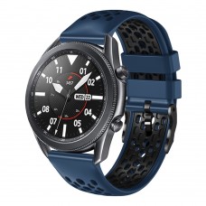 רצועה לשעון חכם לדגם: Samsung Galaxy Watch 46mm עשוי מחומר: סיליקון בצבע: כחול חצות+שחור