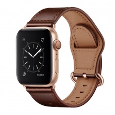 רצועה לשעון חכם לדגם: Apple Watch 4 44mm עשוי מחומר: עור בצבע: מרקם שמן חום כהה