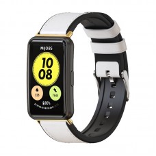 רצועה לשעון חכם לדגם: Huawei Watch Fit עשוי מחומר: עור בצבע: לבן+זהב