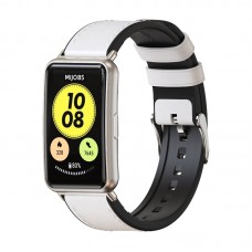 רצועה לשעון חכם לדגם: Huawei Watch Fit עשוי מחומר: עור בצבע: לבן+כסף