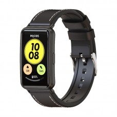 רצועה לשעון חכם לדגם: Huawei Watch Fit עשוי מחומר: עור בצבע: שחור+שחור
