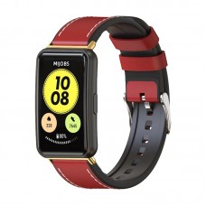 רצועה לשעון חכם לדגם: Huawei Watch Fit עשוי מחומר: עור בצבע: אדום+זהב