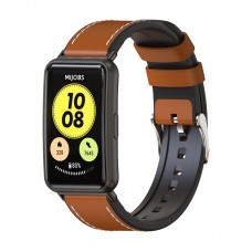 רצועה לשעון חכם לדגם: Huawei Watch Fit עשוי מחומר: עור בצבע: חום+שחור