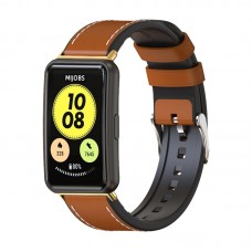 רצועה לשעון חכם לדגם: Huawei Watch Fit עשוי מחומר: עור בצבע: חום+זהב