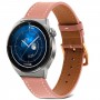 רצועה לשעון חכם לדגם: Huawei Watch GT 3 Pro 46mm עשוי מחומר: עור בצבע: ורוד כהה
