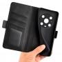 כיסוי ארנק / ספר עשוי מעור בצבע שחור עם חריצים לכרטיסי אשראי עבור Honor Magic4 Pro