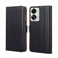 כיסוי ארנק / ספר עשוי מעור בצבע שחור עם חריצים לכרטיסי אשראי עבור OnePlus Nord 2T