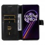 כיסוי ארנק / ספר עשוי מעור בצבע שחור עם חריצים לכרטיסי אשראי עבור Realme 9 Pro+