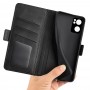 כיסוי ארנק / ספר עשוי מעור בצבע שחור עם חריצים לכרטיסי אשראי עבור Oppo Reno7 5G
