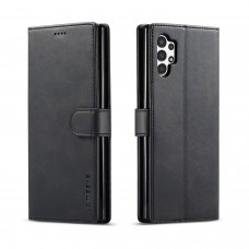 כיסוי ארנק / ספר עשוי מעור בצבע שחור עם חריצים לכרטיסי אשראי עבור Samsung Galaxy A13 4G