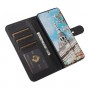 כיסוי ארנק / ספר עשוי מעור בצבע שחור עם חריצים לכרטיסי אשראי עבור Samsung Galaxy S23+ 5G