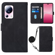כיסוי ארנק / ספר עשוי מעור בצבע שחור עם חריצים לכרטיסי אשראי עבור Xiaomi 13 Lite 5G