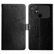 כיסוי ארנק / ספר עשוי מעור בצבע שחור עם חריצים לכרטיסי אשראי עבור Xiaomi Poco C40