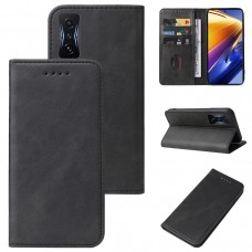 כיסוי ארנק / ספר עשוי מעור בצבע שחור עם חריצים לכרטיסי אשראי עבור Xiaomi Poco F4 GT