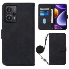 כיסוי ארנק / ספר עשוי מעור בצבע שחור עם חריצים לכרטיסי אשראי עבור Xiaomi Poco F5 5G