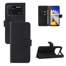 כיסוי ארנק / ספר עשוי מעור בצבע שחור עם חריצים לכרטיסי אשראי עבור Xiaomi Poco M4 Pro 4G